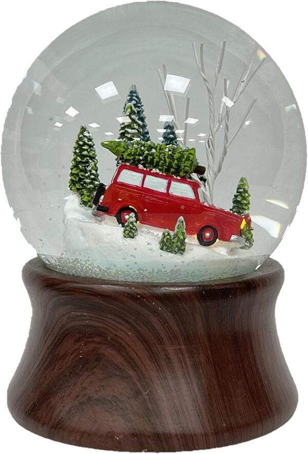 Limited time deal 59% off Ashfield & Harkness Red Truck Snow Globe Music Box with LED Light, Battery