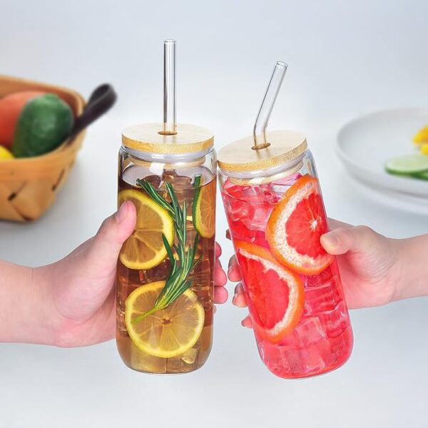 Limited time deal 23% off Drinking Glasses with Bamboo Lids and Glass Straw - Image 3