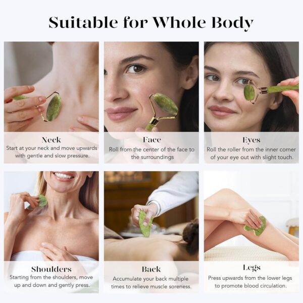 Limited time deal 50% off Gua Sha & Jade Roller Facial Tools Face Roller - Image 3