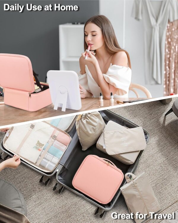 Limited time deal 33% off Makeup Bag with LED Mirror, Travel Makeup Case for Women and Makeup Artists Cosmetic Organizer - Image 2