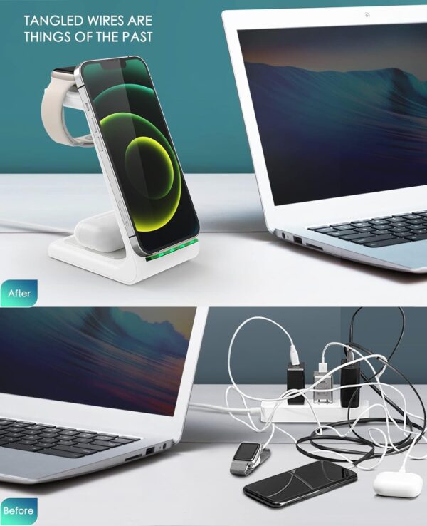 Limited time deal 29% off Wireless Charging Station, 3 in 1 Fast Desk Charging Station - Image 3