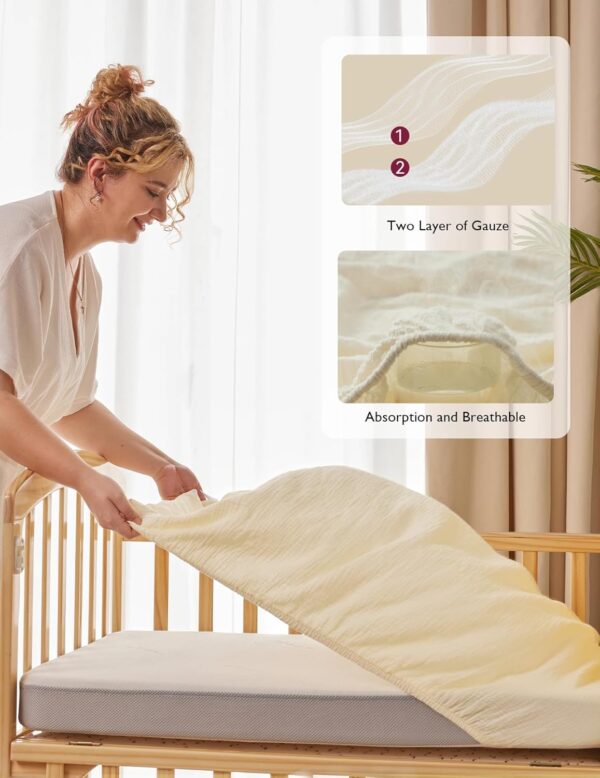 Limited time deal 18% off Momcozy Muslin Fitted Mini Crib Sheets - Image 2